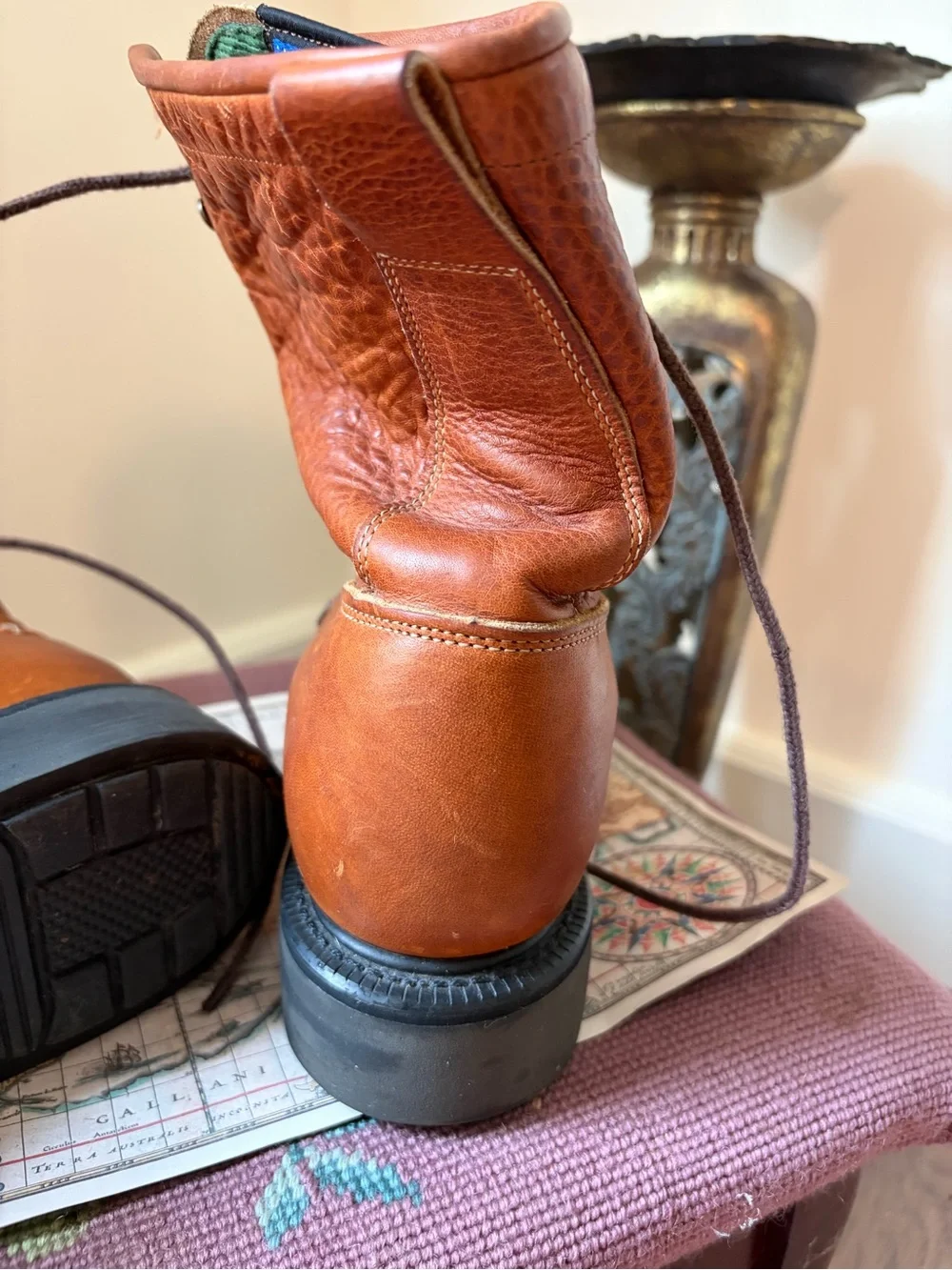 Justin Body Comfort Brown Leather Lace-Up Work Boots